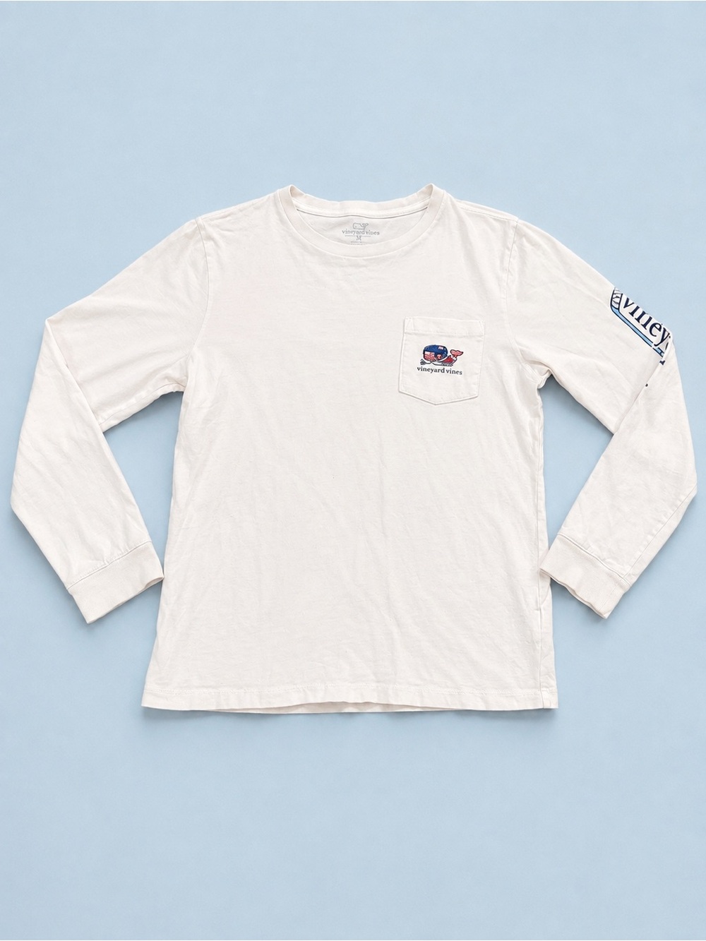 Vineyard Vines Boys Long Sleeve Hockey Whale Graphic Pocket T-Shirt White